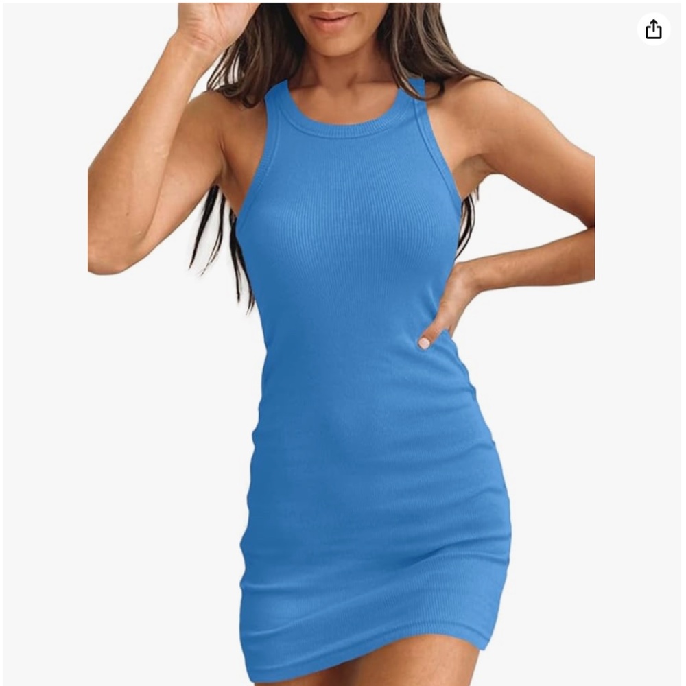 Bright blue racerback mini dress